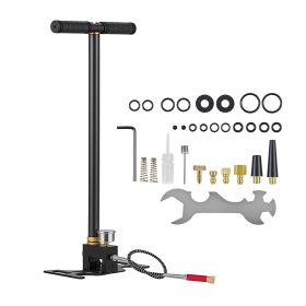 PCP Hand Pump, 3 Stage, High Pressure Air Rifle Filling Stirrup Pump, Max 41.37 MPa 6000 PSI, with Oil-Moisture Filter, Pressure Gauge