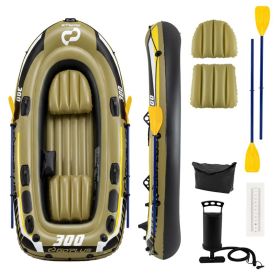 Inflatable Boat 3-Person Fishing Raft Set with Oars and Pump