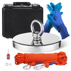 2000 LBS Strong Fishing Magnet Kit Single Sided Pull Force and Rope Carabiner