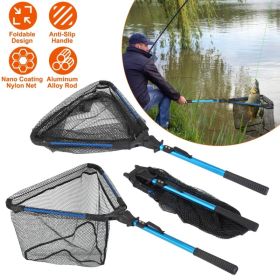 Foldable Fishing Net With Aluminum Alloy Rod EVA Handle Durable 5MM Hexagonal Nano Coating Nylon Mesh Collapsible Landing Net Safe Fish Catching (Option: AS  PIC)