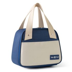 Color Block Thickened Insulated Lunch Bag, Water-Resistant Oxford Cloth Handheld Bento Pouch, Portable Lunch Tote for Students & Office Workers (Color: Navy Blue)